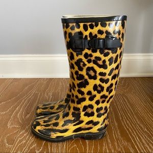 cheetah print rubber boots